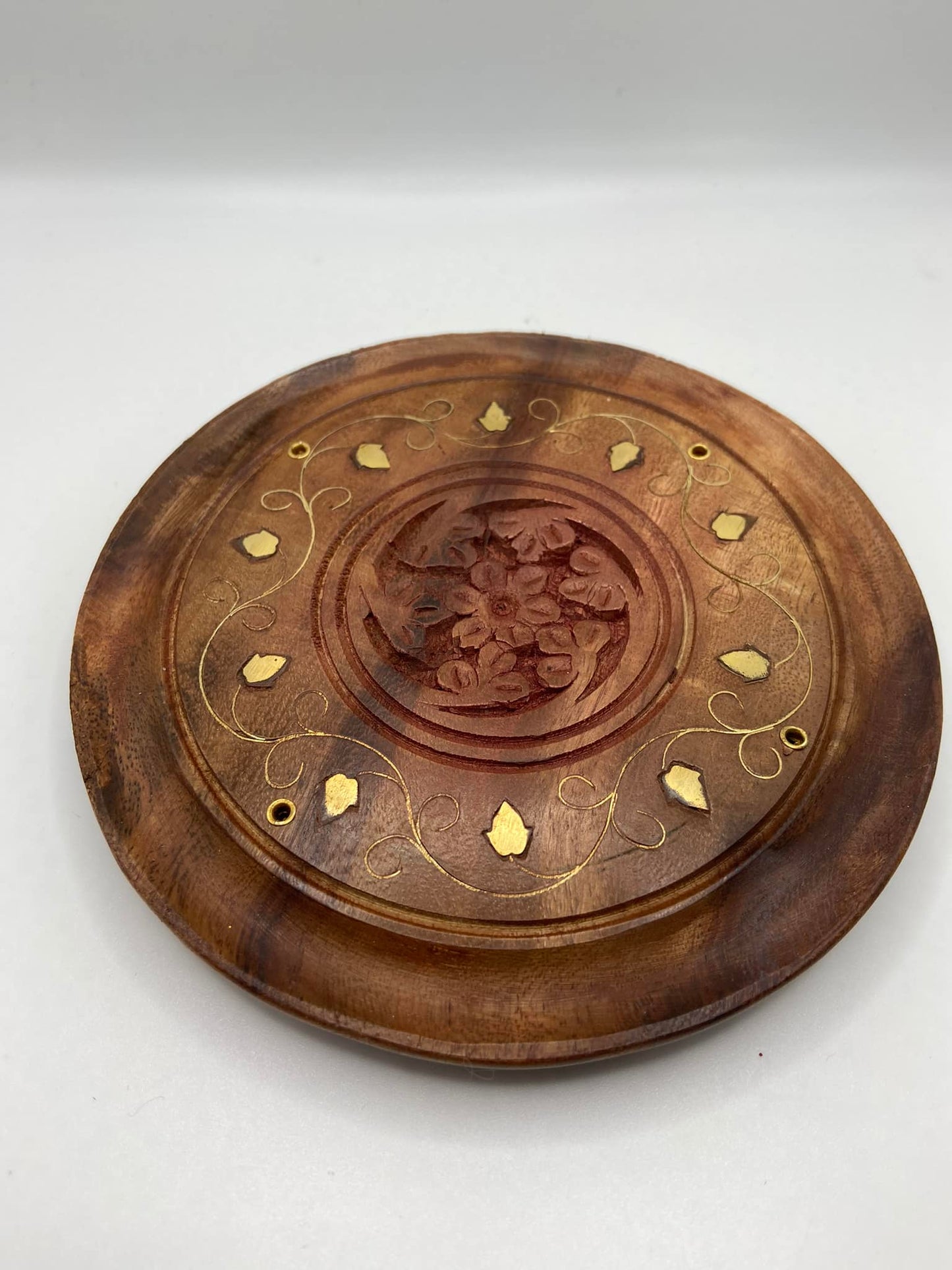 Mango Wood Round Incense Holder