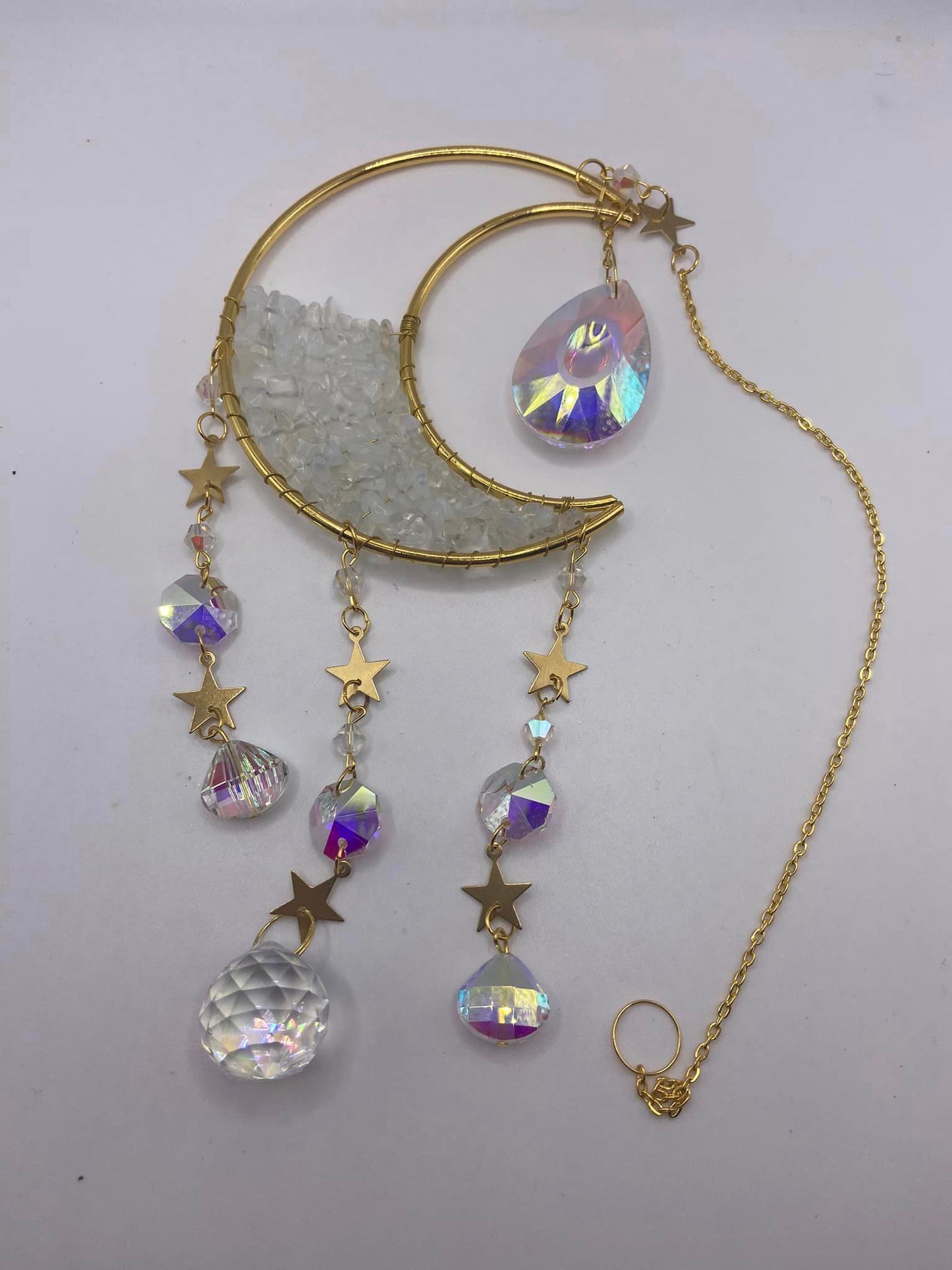 Crystal Chip Moon Suncatcher