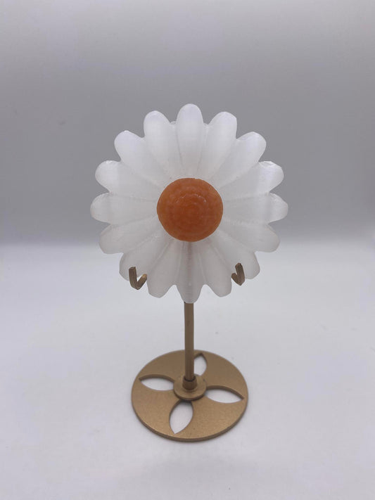 Selenite & Orange Calcite Daisy Carving