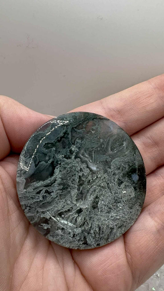 Moss Agate Disk Carving